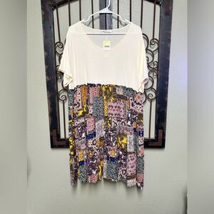 Southern Stitch short sleeve multi color print boho midi dress